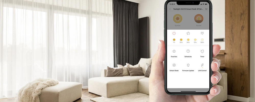 Chytrá žárovka Yeelight Smart Bulb W1, GU10, 4,8W, teplá bílá, stmívatelná, 4ks Yeelight Smart Bulb W1