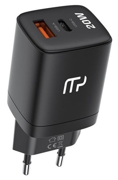 Nabíječka do sítě myPhone SwiftCharge Duo, USB-A/USB-C, 20W černá