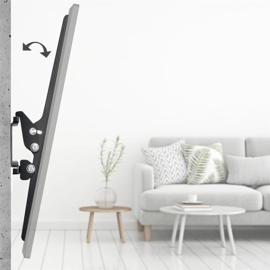 Držák TV Hama 220812, nástěnný, výklopný, pro úhlopříčky 32" až 75", max. nosnost 40 kg černý Nástěnný držák TV Hama 220812 instalovaný na stěně
