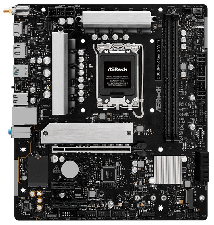 Základní deska B860M-X Gen5 WiFi Intel 1851, mATX, černá barva