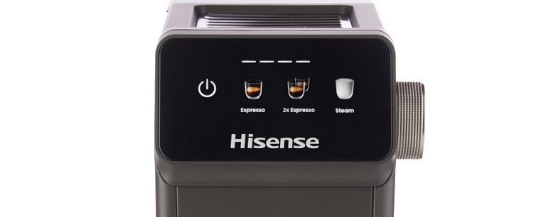 Espresso Hisense HESCM20LP antracitový detail na barevný displej kávovaru Hisense HESCM20LP.