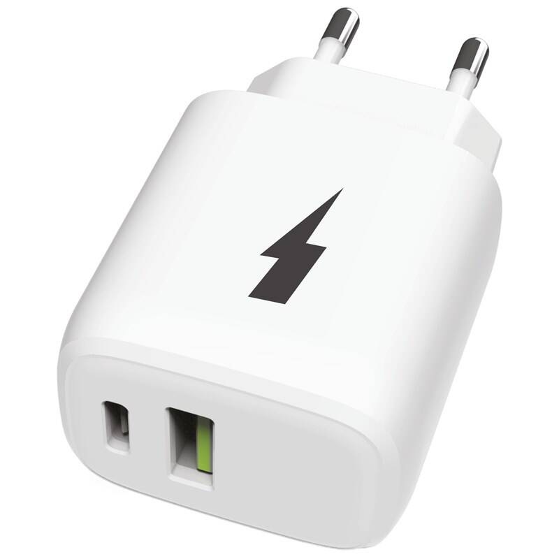 Nabíječka do sítě WG USB, USB-C, 30W + USB-C kabel 1m bílá