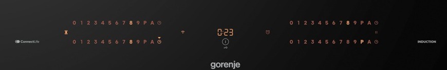 Indukční varná deska Gorenje G800 GI6443BSCWF černá Detailní záběr na indukční varnou desku Gorenje GI6443BSCWF.