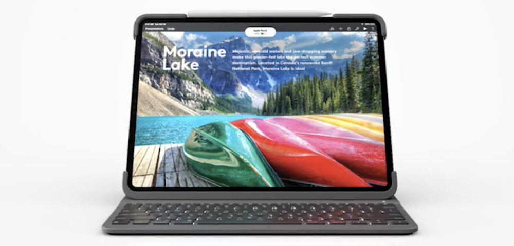 Pouzdro na tablet Logitech Slim Folio Pro na Apple iPad Pro 12.9" (3. a 4. gen.) UK šedé Pouzdro na tablet Logitech Slim Folio Pro na Apple iPad Pro 12.9" (3. a 4. gen.) UK šedé