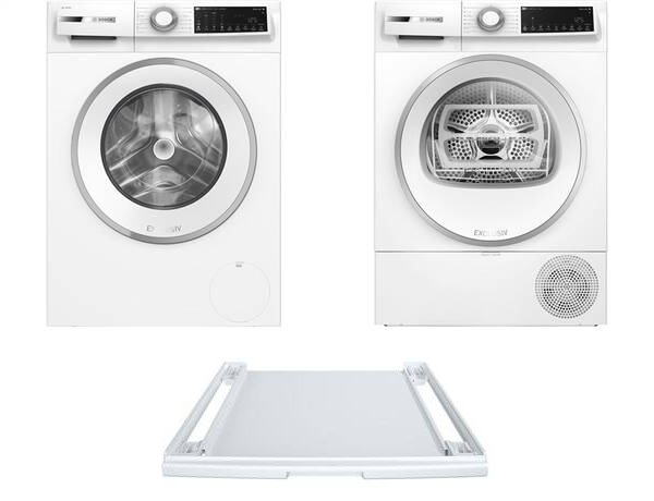 Set spotřebičů Bosch pračka WGJ244A1BY + sušička WQJ24292BY + mezikus WTZ27400