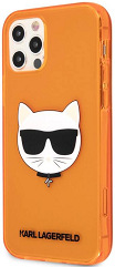 Kryt na mobil Karl Lagerfeld Choupette Head na Apple iPhone 12/12 Pro oranžový