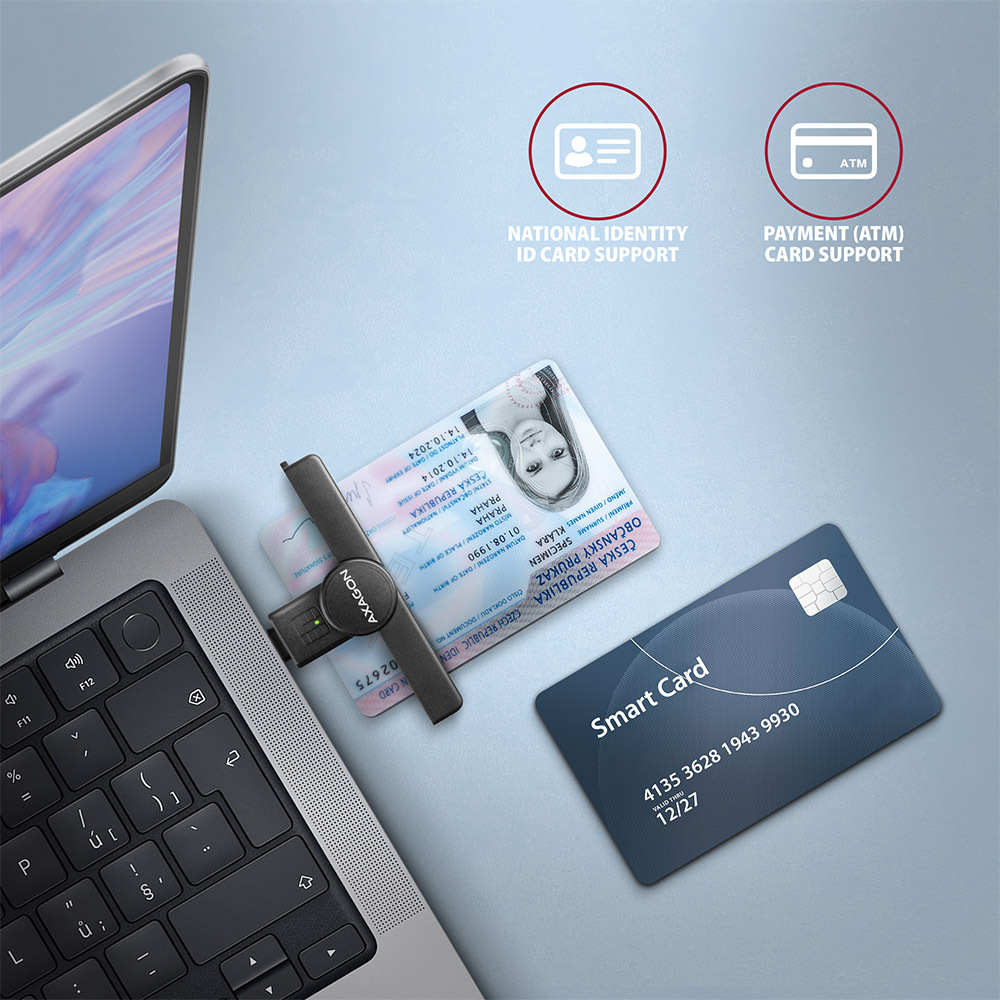 Čtečka eObčanek Axagon USB-C PocketReader černá Čtečka eObčanek Axagon USB-C PocketReader černá