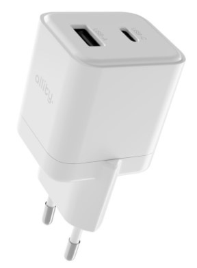 Nabíječka do sítě Allity GaN PD, 1x USB-C + USB 20W bílá