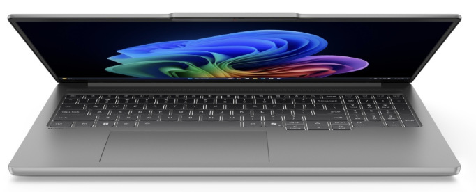 Lenovo IdeaPad Pro 5 16AKP10 s částečně sklopeným 16" OLED displejem při pohledu zepředu