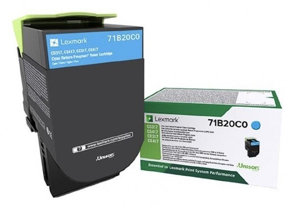 Toner Lexmark 71B20C0, 2300 stran, pro CS417dn/CS317dn/ CX517dn/CX417de/CS517de/CX317dn azurový
