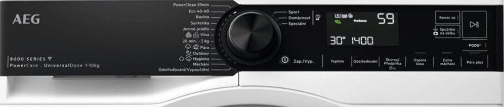 Pračka AEG série 8000 LFR83146SOC bílá AEG LFR83146SOC ovládací panel
