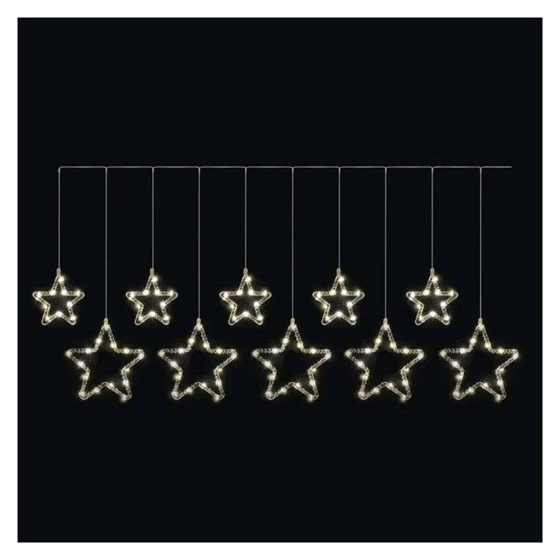 LED řetěz EMOS 125 WINDOW STARS, IP44, WW průhledný