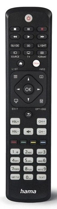 Dálkový ovladač pro TV Philips, 46 tlačítek, černá barva