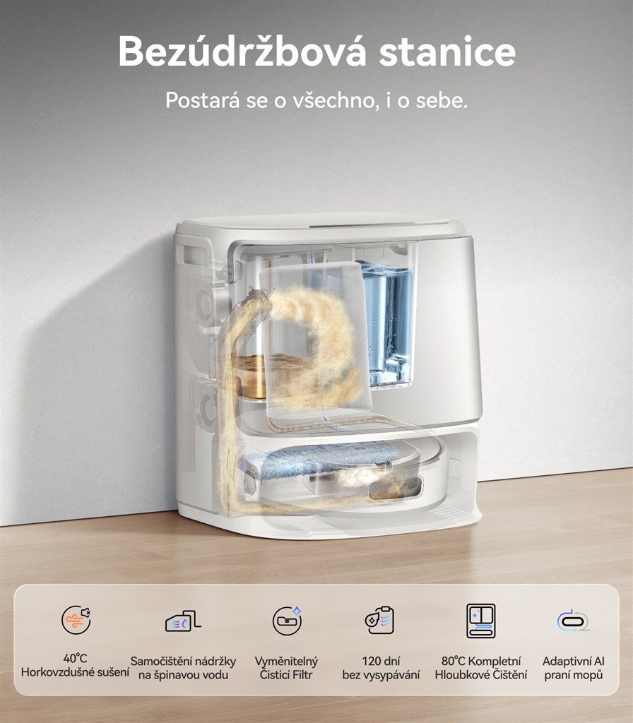 Robotický vysavač Narwal Flow AX12 bílý Součástí je bezúdržbová stanice