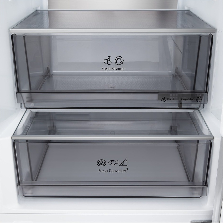 Chladnička s mrazničkou LG GBBS525APY nerez Zásuvky Fresh Balancer a Fresh Converter v chladničce LG pro skladování ovoce a zeleniny.
