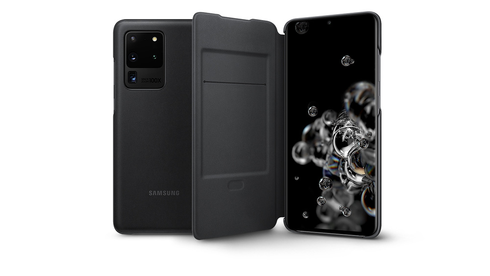 Pouzdro na mobil flipové Samsung LED View na Galaxy S20 Ultra šedé