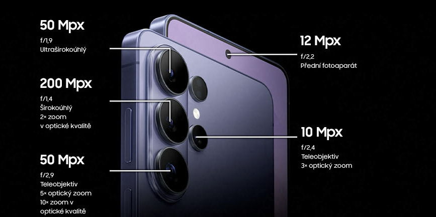 Mobilní telefon Samsung Galaxy S26 Ultra 5G 12 GB / 256 GB fialový Samsung Galaxy S26 Ultra disponuje 200Mpx fotoaparátem