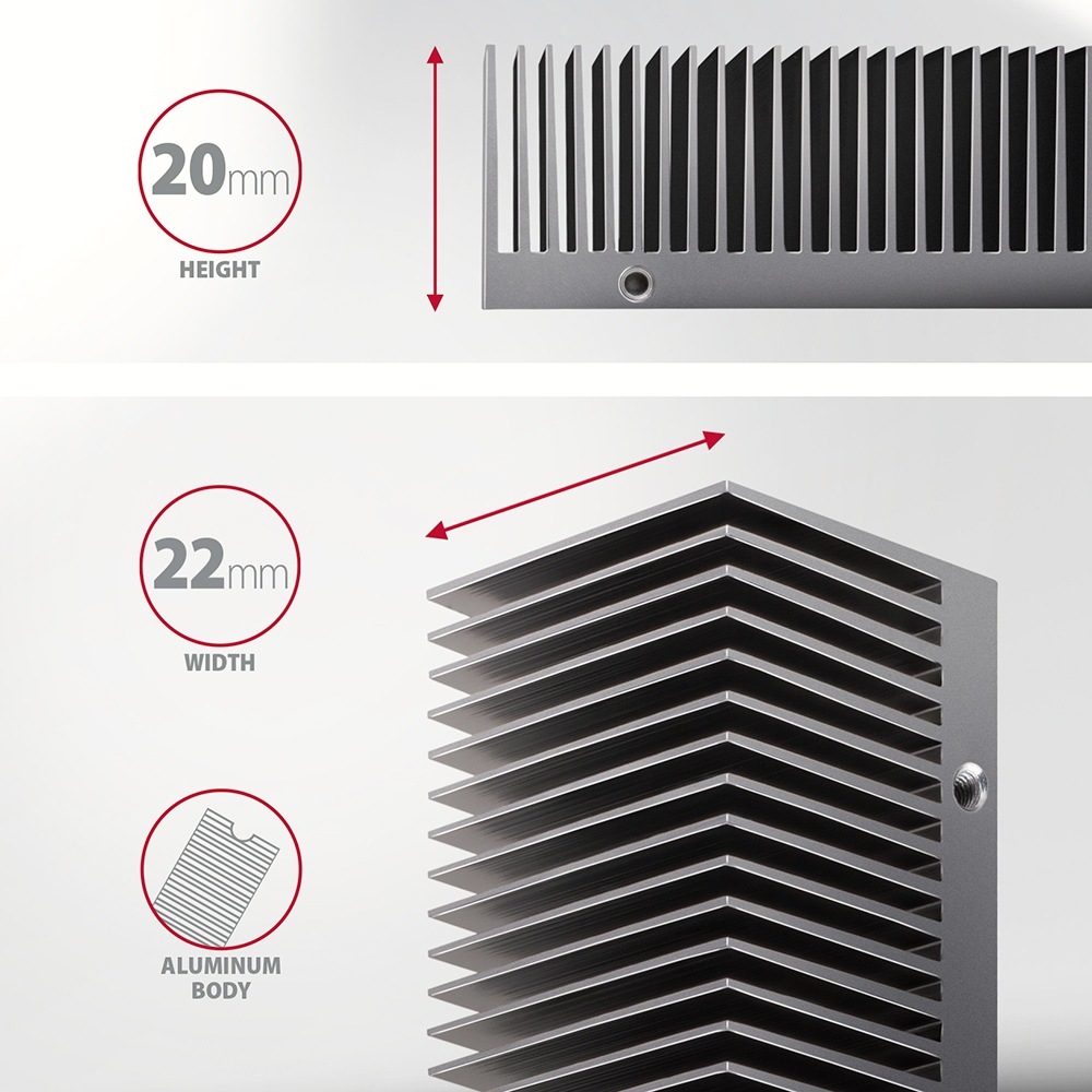 Chladič Axagon CLR-M2XT, M.2 SSD 2280, 24 mm černý Axagon CLR-M2XT těží i z univerzality