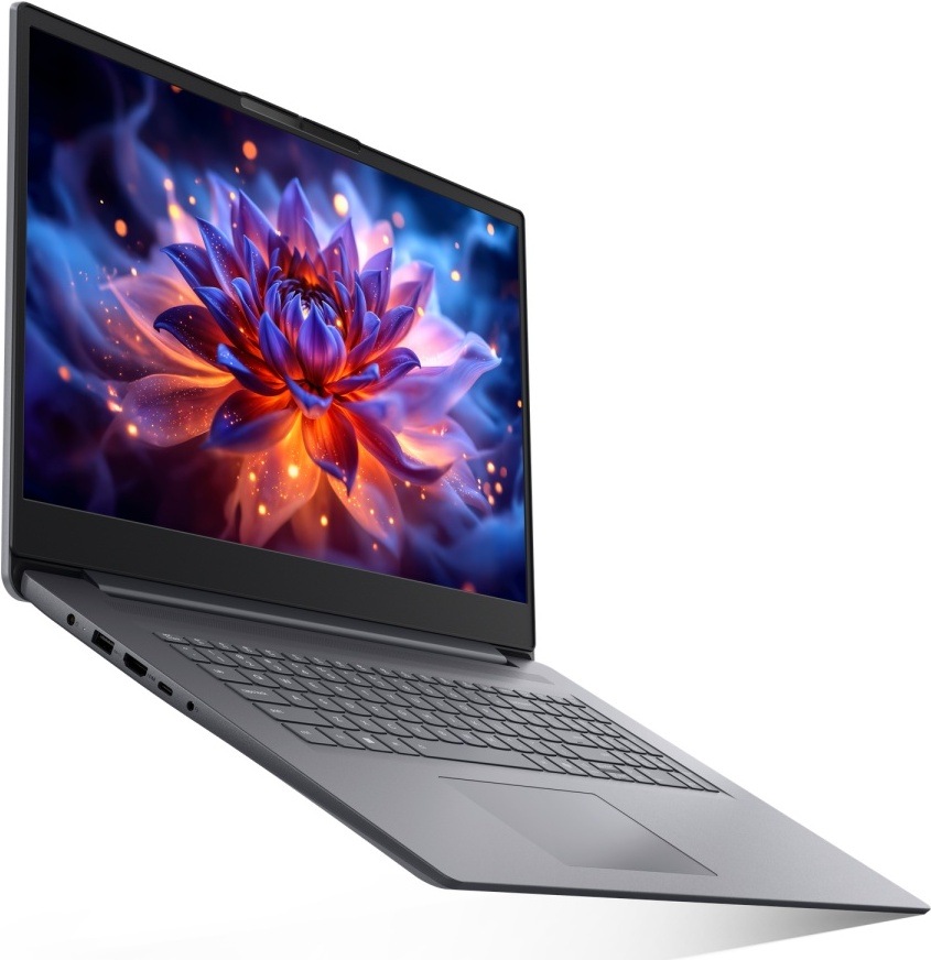 Otevřený notebook Lenovo s velkým displejem, působivě barevným a ostrým obrazem