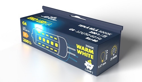Žárovka LED ETA EKO LEDka bodová 2W, G4, teplá bílá žárovka ETAG4W2WW01 LED, úspora