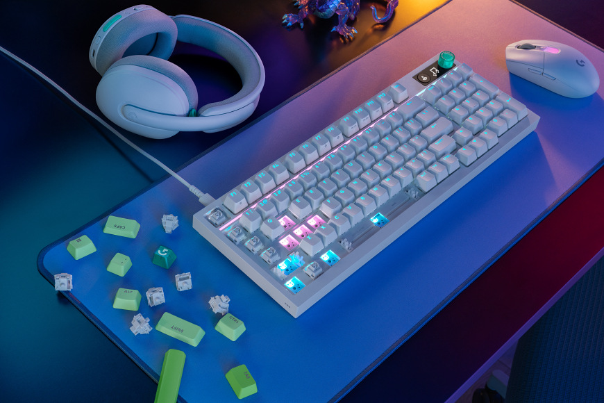 Klávesnice Logitech G316 X 98, US INT'L layout bílá Bílá klávesnice Logitech G316 X 98 s vyměnitelnými spínači