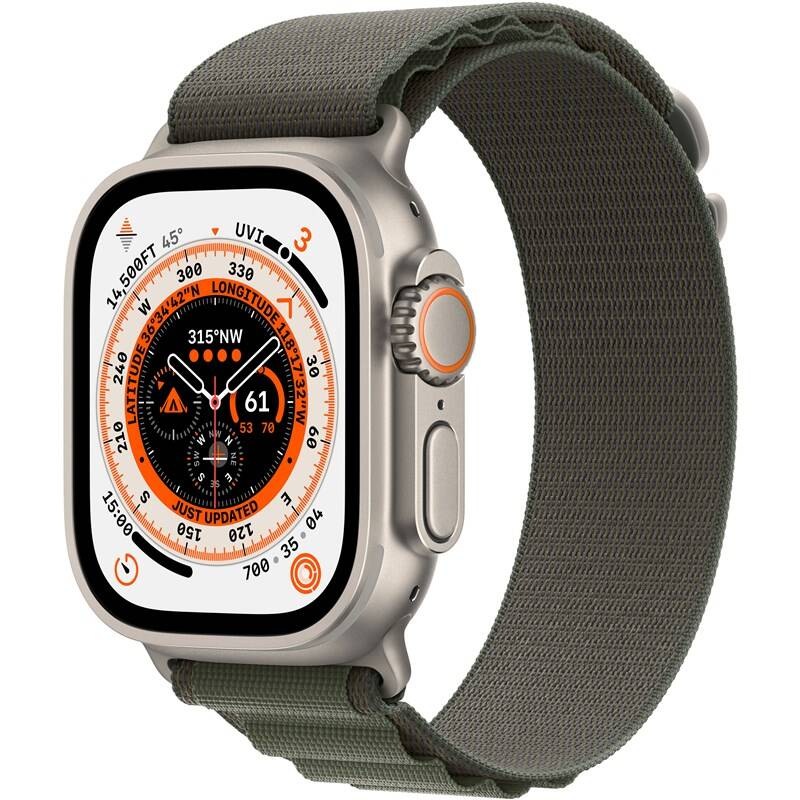 Chytré hodinky Apple Watch Ultra GPS + Cellular, 49mm pouzdro z titanu - zelený alpský tah - L