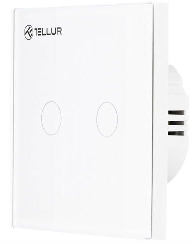 Vypínač Tellur WiFi Smart Spínač, 2 porty, 1800 W, 10 A Vypínač Tellur WiFi Smart Spínač, 2 porty, 1800 W, 10 A