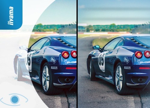 Modré sportovní auto s číslem 05 na boku, zaparkované na závodní dráze. Levá strana obrázku je rozmazaná, zatímco pravá strana je ostře zaostřená.