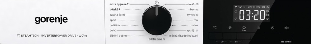 Pračka Gorenje Essential WESI74AS bílá Pračka Gorenje WESI74AS, bílá, ovládací panel