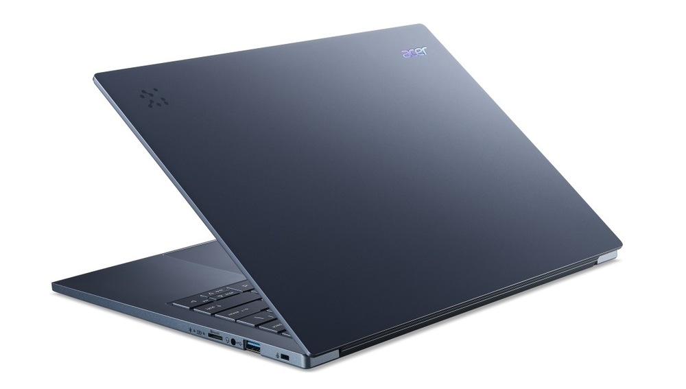 Notebook Acer Aspire 14 AI (A14-11M-X6R7) modrý Polootevřený notebook Acer Aspire 14 AI (A14-11M-X6R7) zezadu