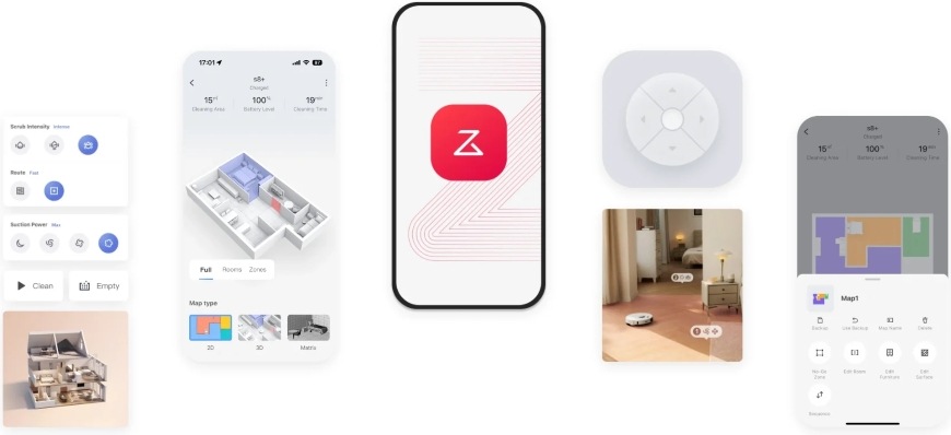 Funkce v mobilní aplikaci Roborock kompatibilní s robotem Qrevo Edge 2 Pro