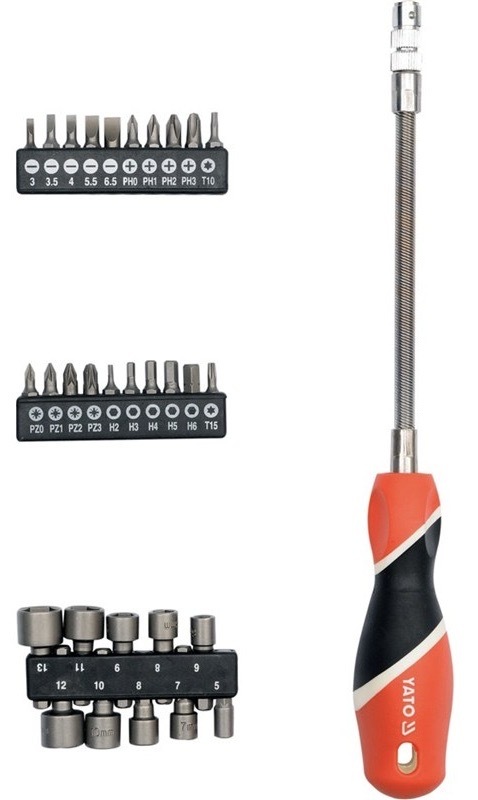Šroubovák s bity YATO z kvalitní oceli, ergonomická rukojeť