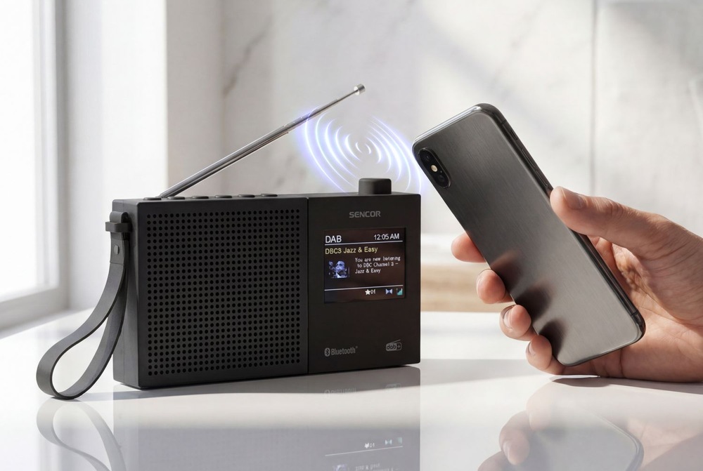 Radiopřijímač s DAB+ Sencor SRD 7790B černý Streemování hudby z telefonu do radiopřijímače DAB+ Sencor SRD 7790B