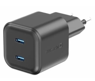 Nabíječka do sítě Swissten GaN, PD 2x USB-C 20W černá