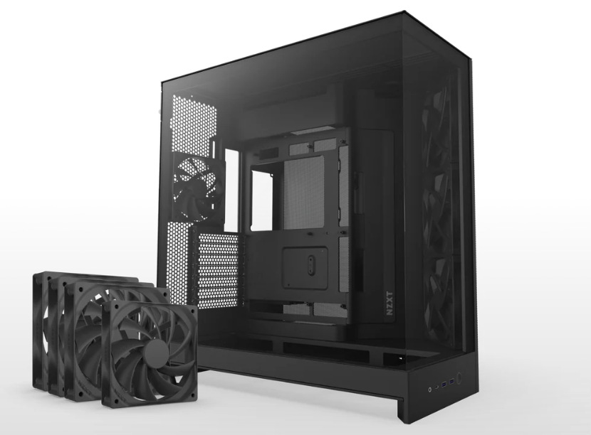 Case NZXT H9 Flow černá Detail hlavní komory Case NZXT H9 Flow