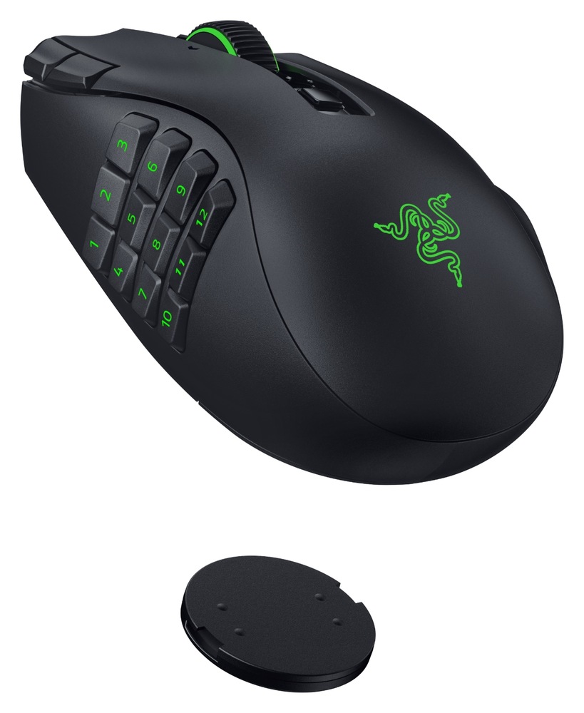 Myš Razer Naga V3 Pro černá Myš Razer Naga V3 Pro s dvanáctitlačítkovým bočním panelem a zeleným podsvícením