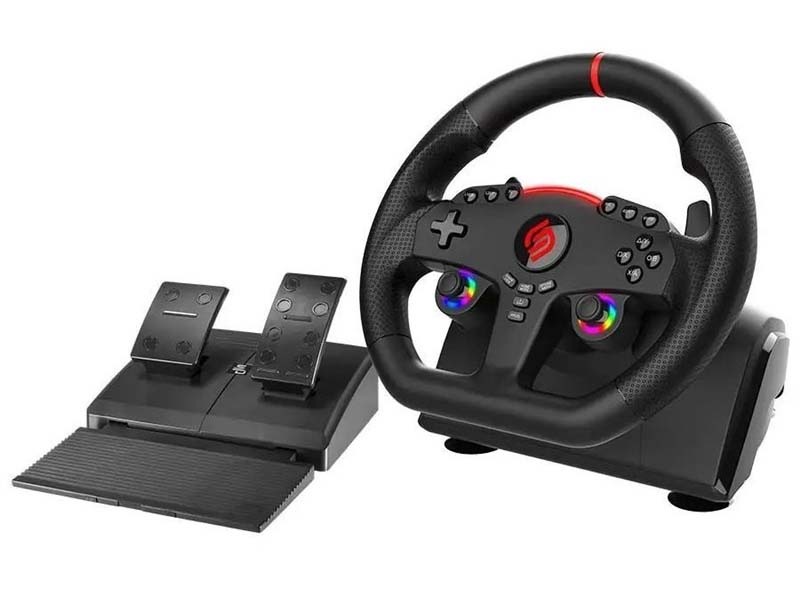 Sada volantu a pedálů SUPERDRIVE 270 GT v černé barvě.