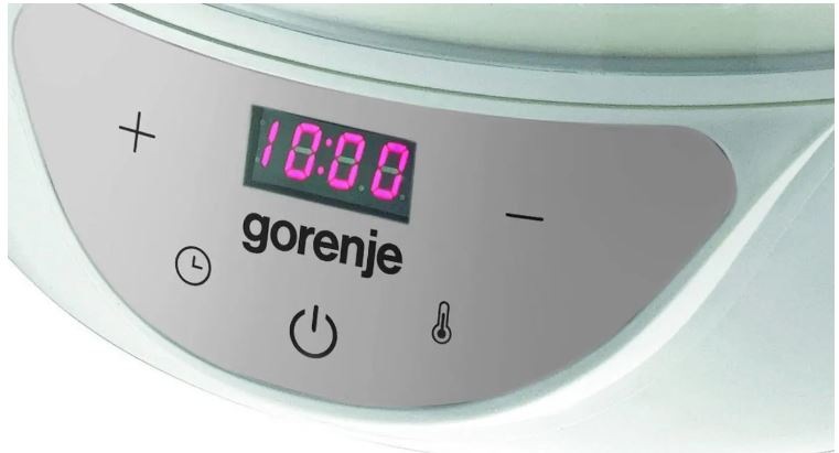 Sušička ovoce Gorenje FDK 24 DW bílá/plast detail na ovladací displej sušičky ovoce Gorenje FDK 24 DW.