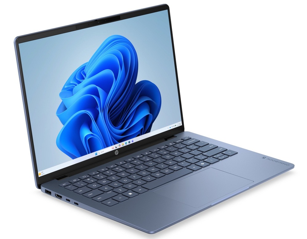 Notebook HP OmniBook 5 AI 14-hh0070ncx + Game Pass předplatné na 2 měsíce modrý HP OmniBook 5 AI nabízí fenomenální 3K OLED panel