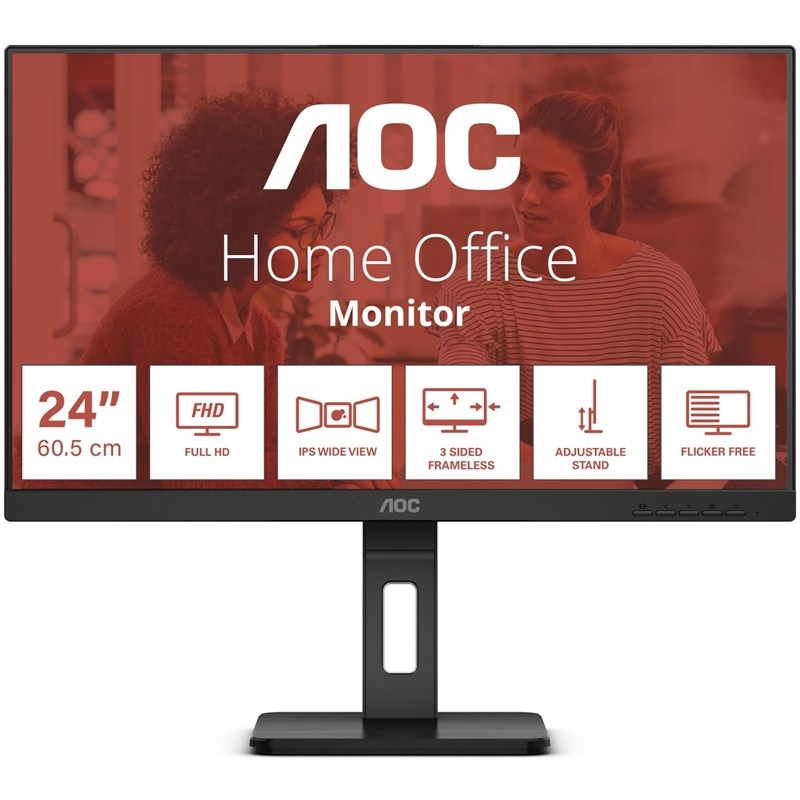 Monitor AOC 24E3QAF 23.8",WLED podsvícení, IPS panel, 4ms, 1000: 1, 300cd/m2, 1920 × 1080 Full HD, - černý