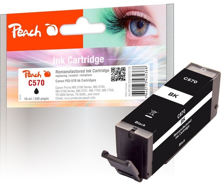 Inkoustová náplň Peach Canon PGI-570, 330 stran - černá