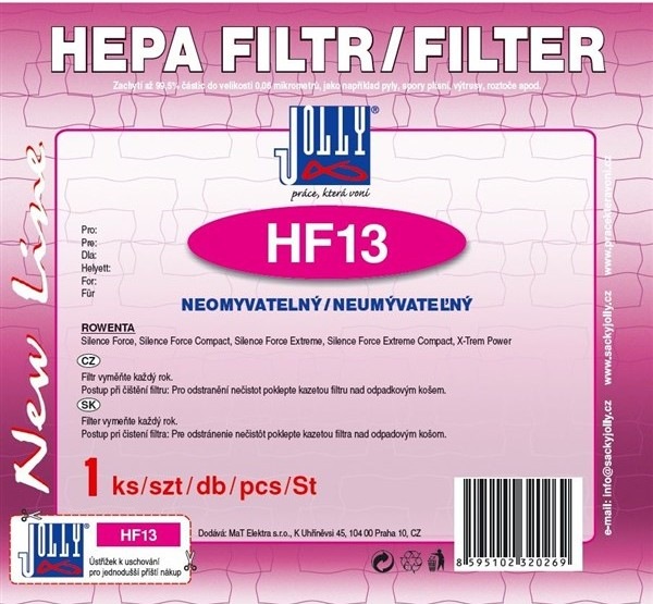 Neomyvatelný filtr HEPA Jolly HF13 pro Rowenta Silence