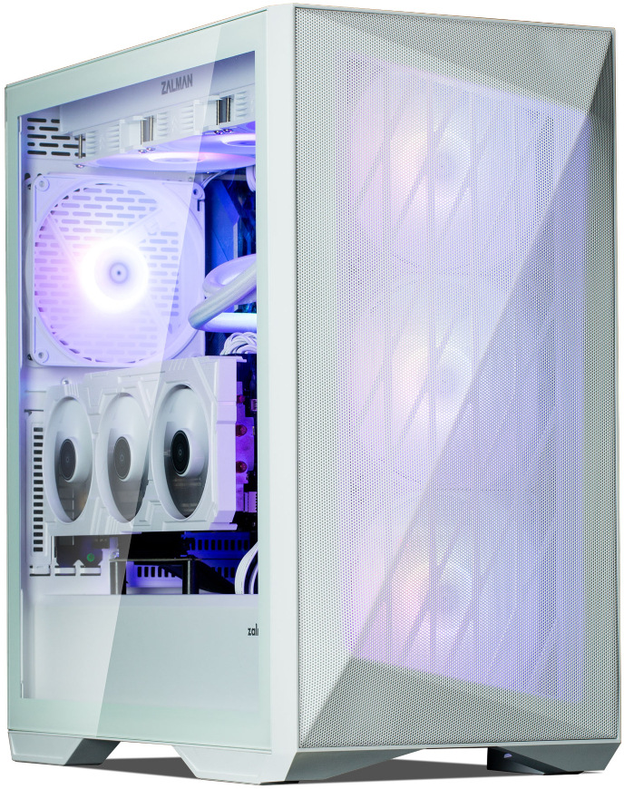 Case Zalman Z9 Iceberg MS bílá Pohled do PC skříně Zalman Z9 Iceberg MS s komponenty