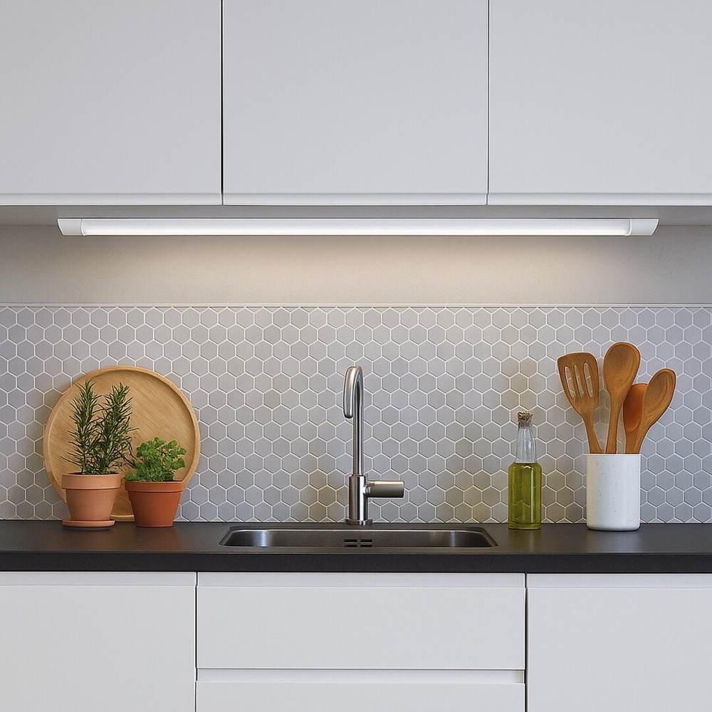 Podlinkové svítidlo Rabalux Batten Light2 78025, 120cm bílé Podlinkové svítidlo Rabalux Batten Light2 78025 svítící v kuchyni