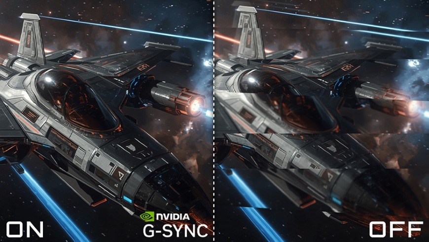 Herní monitor GIGABYTE G27Q2 černý Vesmírná loď při vyvážené snímkové frekvenci na monitoru GIGABYTE G27Q2