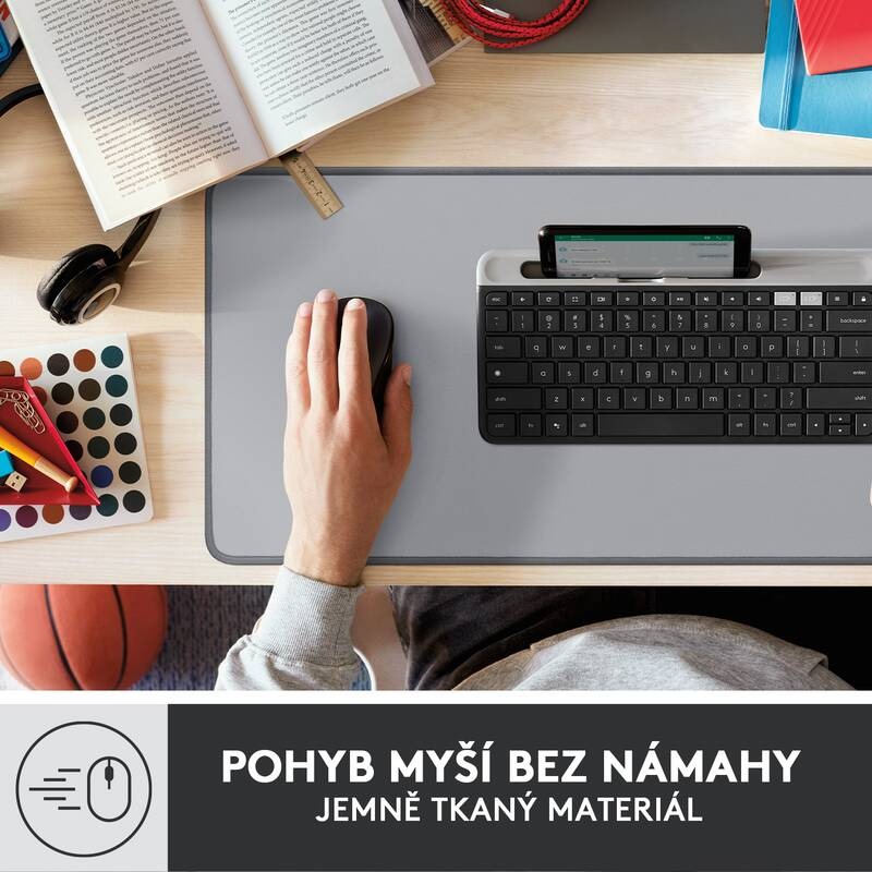 Podložka pod klávesnici a myš Logitech Desk Mat Studio Series. 30 x 70 cm šedá Podložka pod klávesnici a myš Logitech Desk Mat Studio Series. 30 x 70 cm šedá