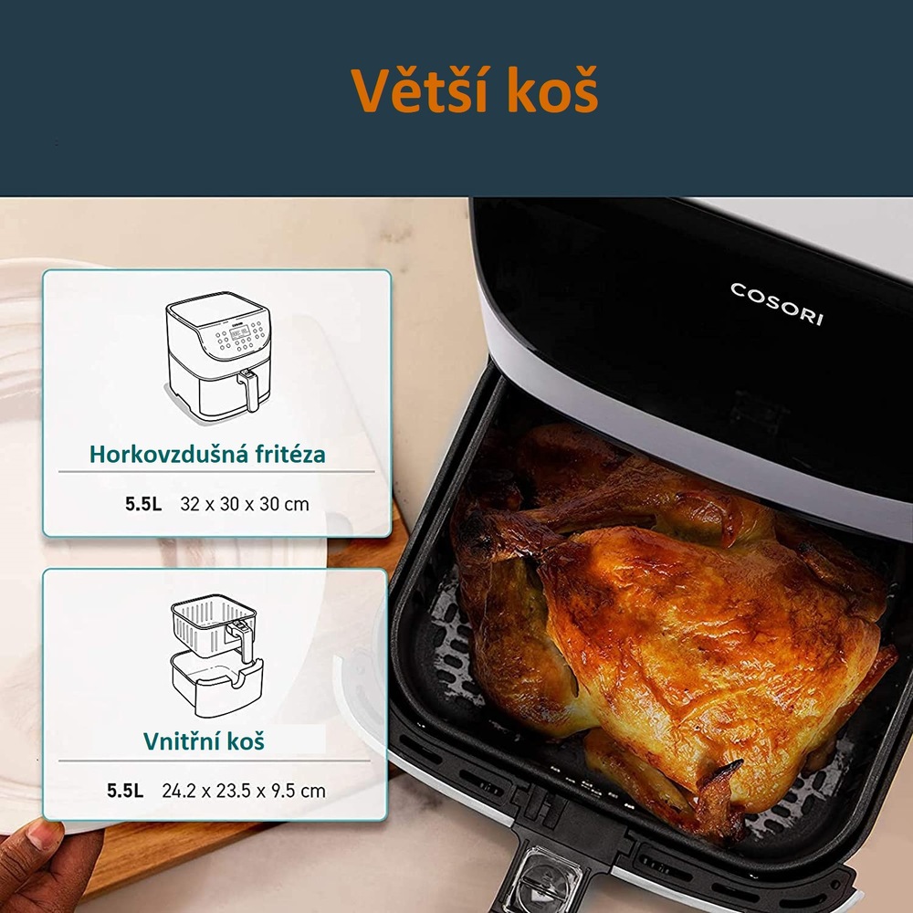 Fritéza horkovzdušná COSORI CP158 Premium 5,5 l bílá Fritéza horkovzdušná COSORI CP158 Premium 5,5 l bílá