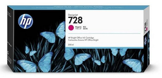 Inkoustová náplň HP 728, 300 ml purpurová HP 728, 300 ml - purpurová (F9K16A)