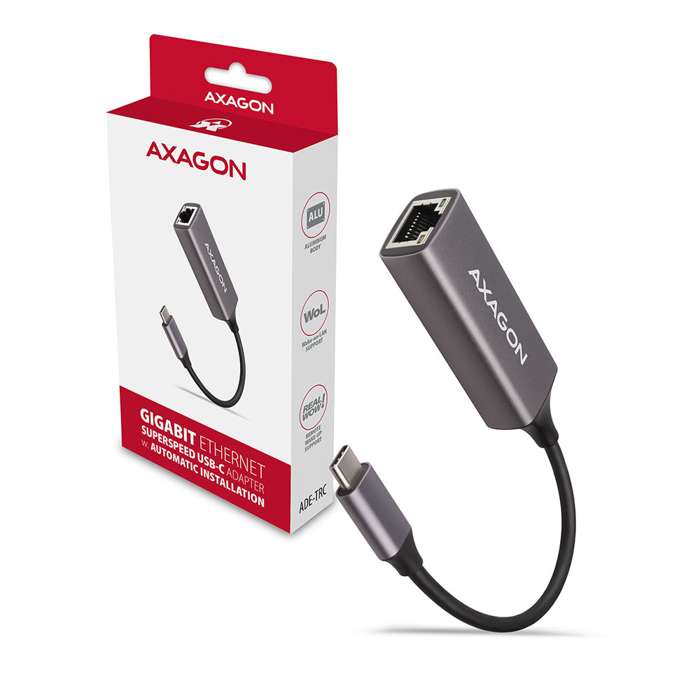 Síťová karta Axagon USB-C 3.2 Gen 1 - Gigabit Ethernet šedá Síťová karta Axagon USB-C 3.2 Gen 1 - Gigabit Ethernet šedá