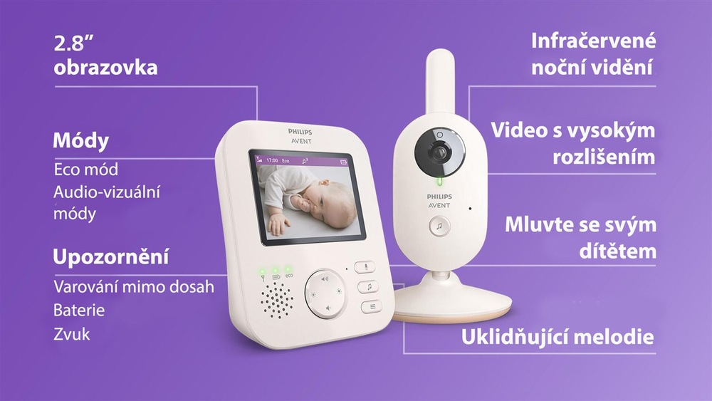 Dětská elektronická chůva Philips Avent SCD881/26 bílá Dětská elektronická chůva Philips SCD881/26 Avent